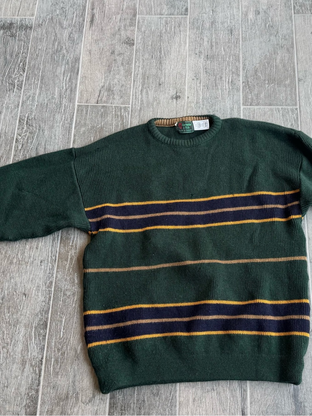 VTG Abercrombie & Fitch Striped Shetland Wool Crewneck Sweater Scotland